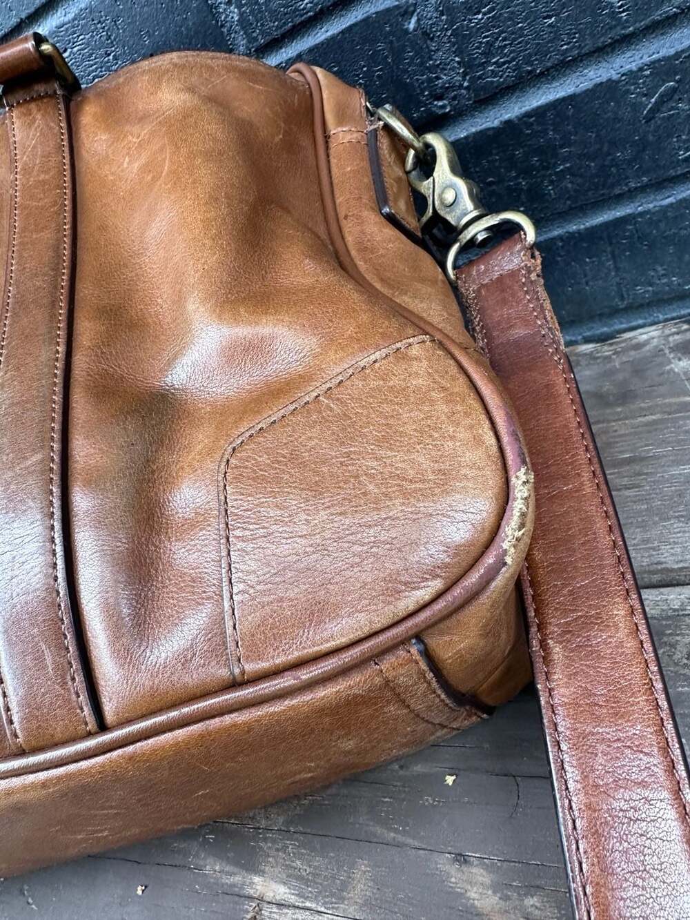 Coach Bleecker Leather Slim Briefcase Tan Laptop Bag - Picture 4 of 10